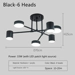 Nordic LED Chandelier Multi Head Ceiling Lamp for Living Room Bedroom