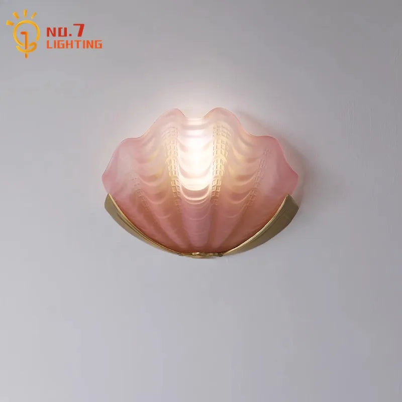 Brass Glass Shell LED Wall Lamp for Luxurious Design Aesthetic