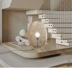 Rattan Ball Floor Lamp for Living Room, Bedroom, Study - Hand-Woven Wood Floor Light