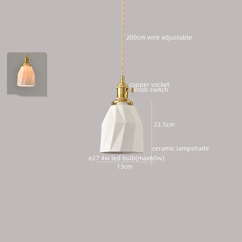White Ceramic LED Pendant Lamp Modern Hanging Light Fixtures