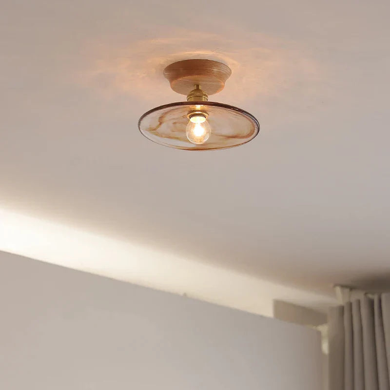 Amber Glass LED Ceiling Lights Modern Decoration for Home Porch Restaurant