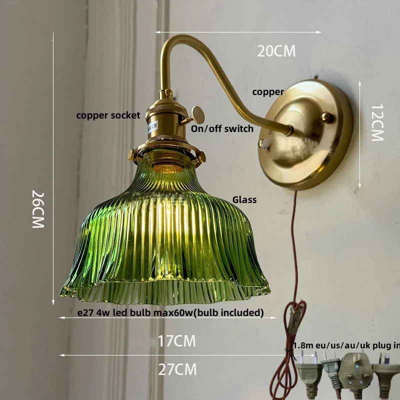 Clear Glass LED Wall Sconce Nordic Modern Brass Light Fixture Applique Murale