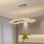 Oval Steel LED Pendant Lights with K9 Crystals