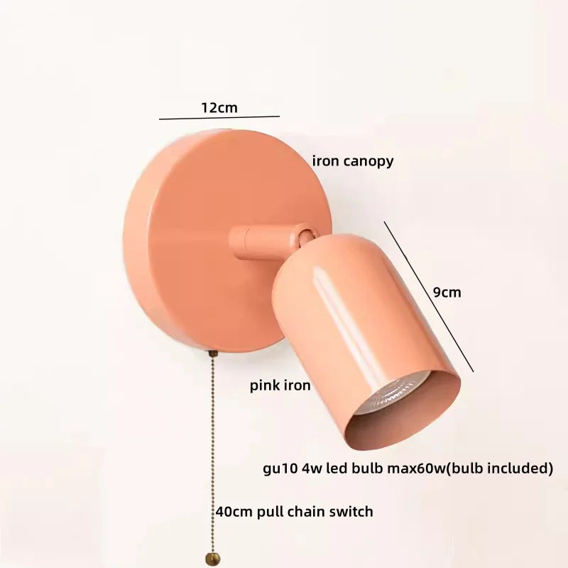 LED Wall Sconce Pull Chain Switch Cream Style Stair Light Fixture