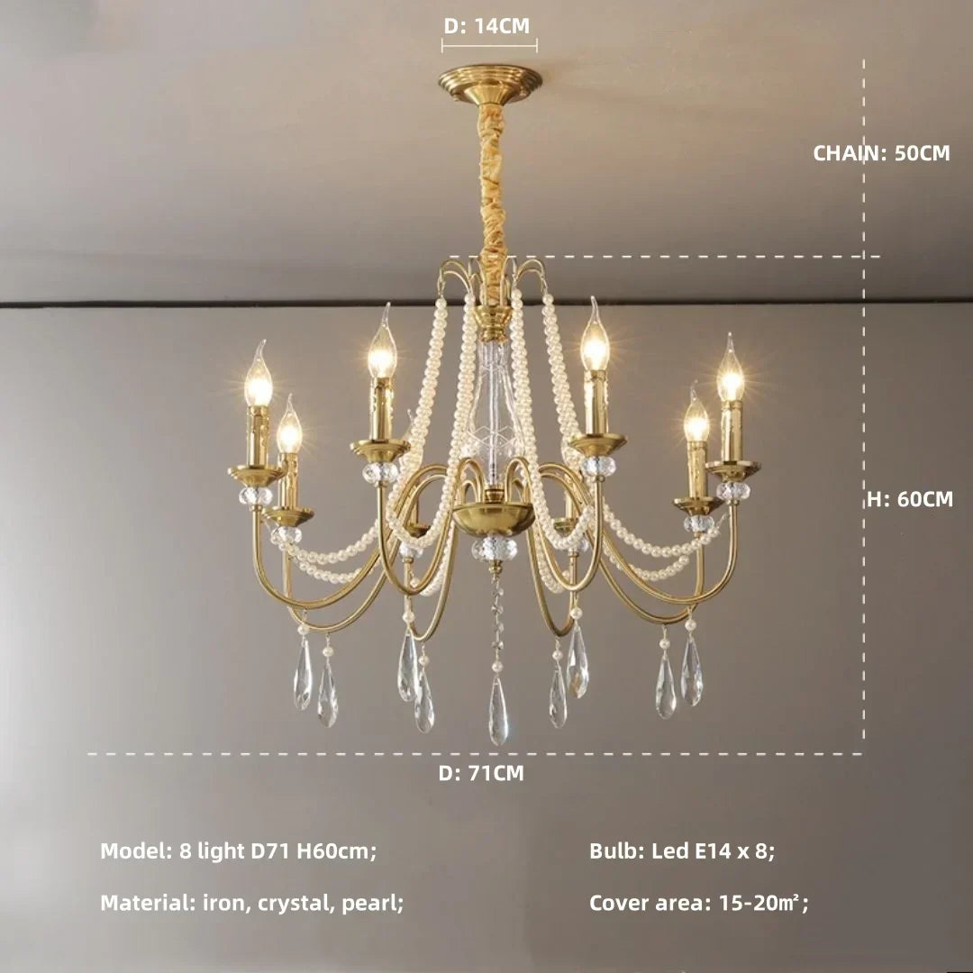 Luxury Crystal Chandelier Foyer Pendant Light American Style Home Decor