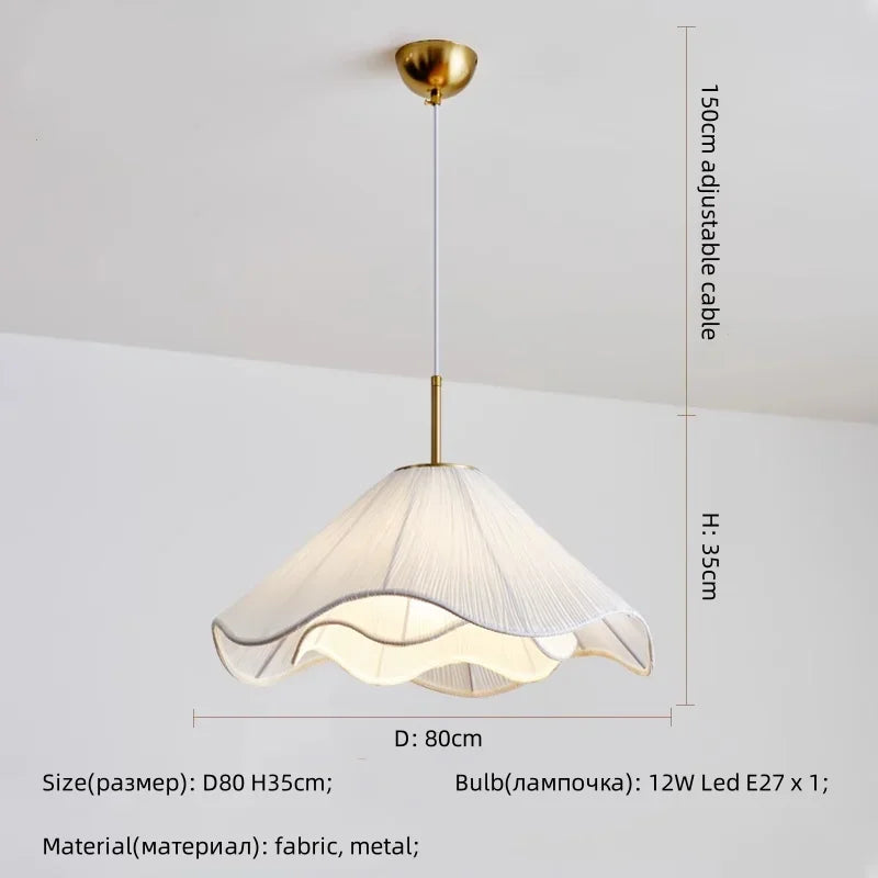 Nordic Fabric LED Chandelier Modern White E27 Pendant Lights Dining Room Art Decor