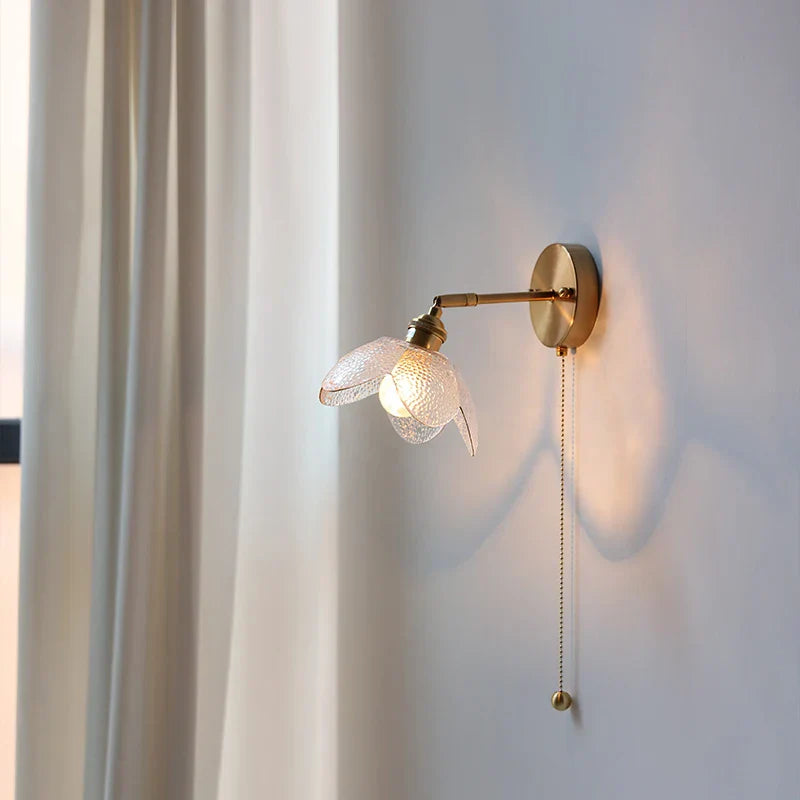 Gray Glass LED Wall Lights, Pull Chain Switch, Modern Nordic Design