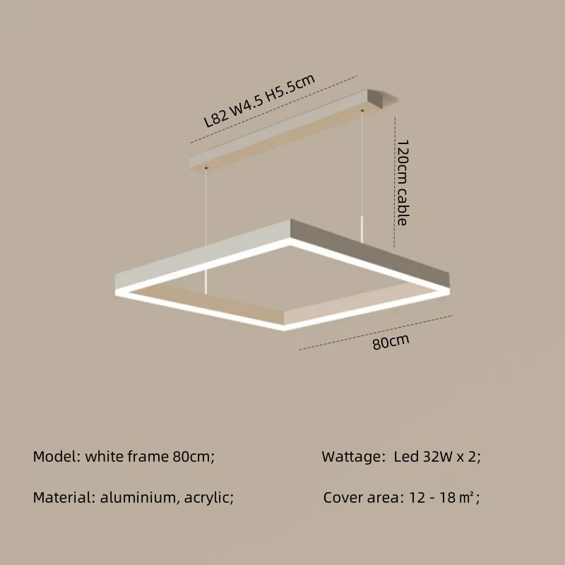 Modern Straight Pendant LED Light - Minimalist Painted Aluminium Chandelier