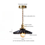 Ceramic LED Pendant Light Japanese Copper Hanging Lamp - Vintage Style