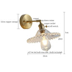Clear Brass Glass LED Wall Lamp Pull Chain for Living Room Bedroom Loft