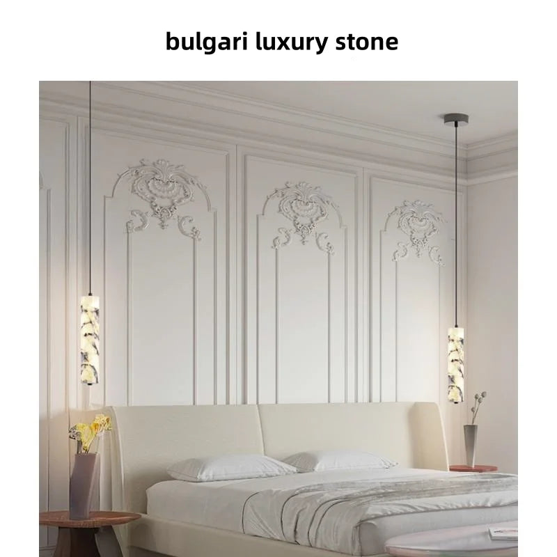 Afralia™ LED Pendant Light Fixture Modern Luxury Stone Hanging Lamp