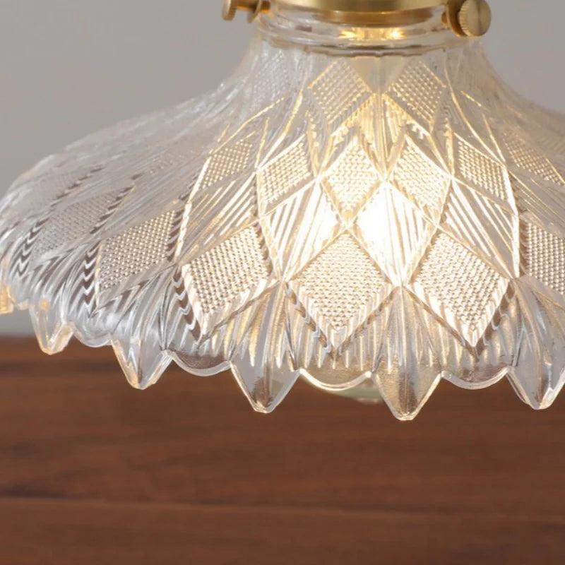 Glass LED Pendant Lamp Walnut Wood Copper Switch Nordic Hanging Light