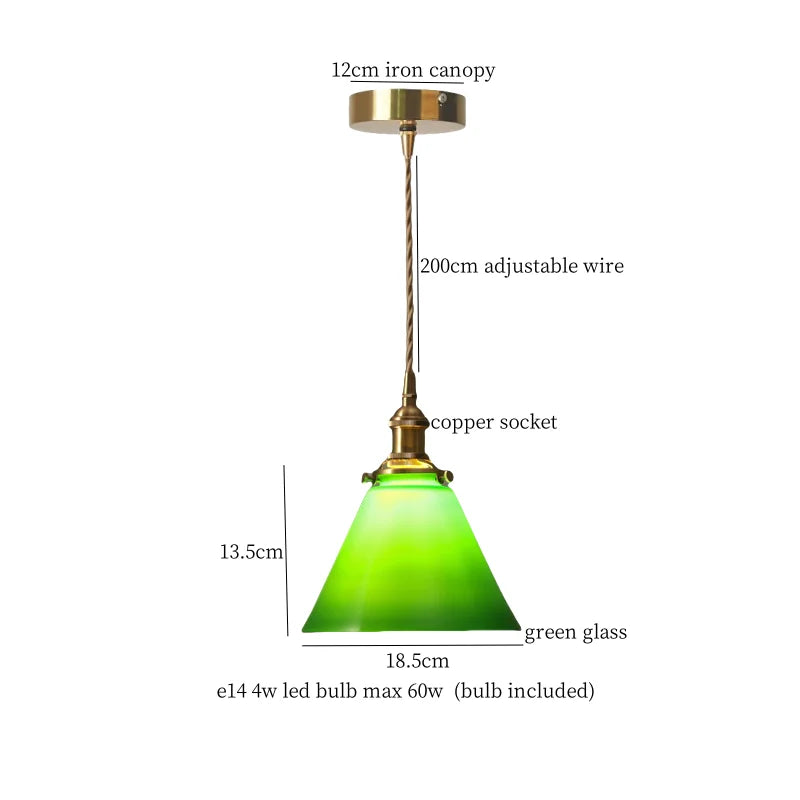 Afralia™ Green Glass LED Pendant Light for Home Decor and Cafe Lighting