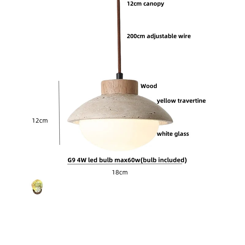 Afralia™ Yellow Cave Stone LED Pendant Lights Natural Wood Hanging Lamp