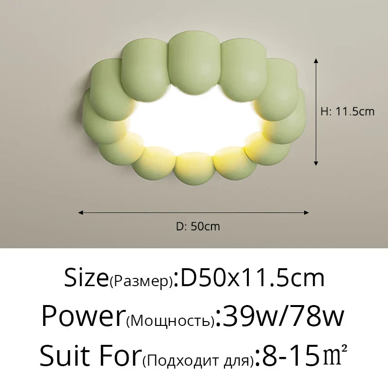 Nordic Flower LED Ceiling Light Cream Green White Round Bedroom Hotel Bathroom Afralia™