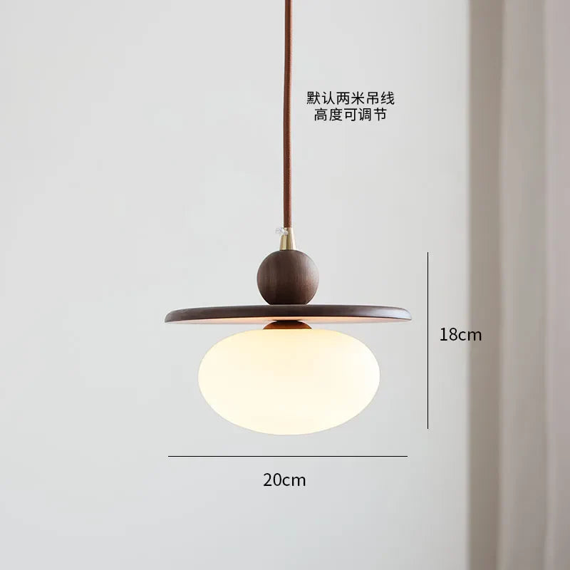 LED Glass & Wood Pendant Light for Aisle, Coffee Living Room - Japanese Style