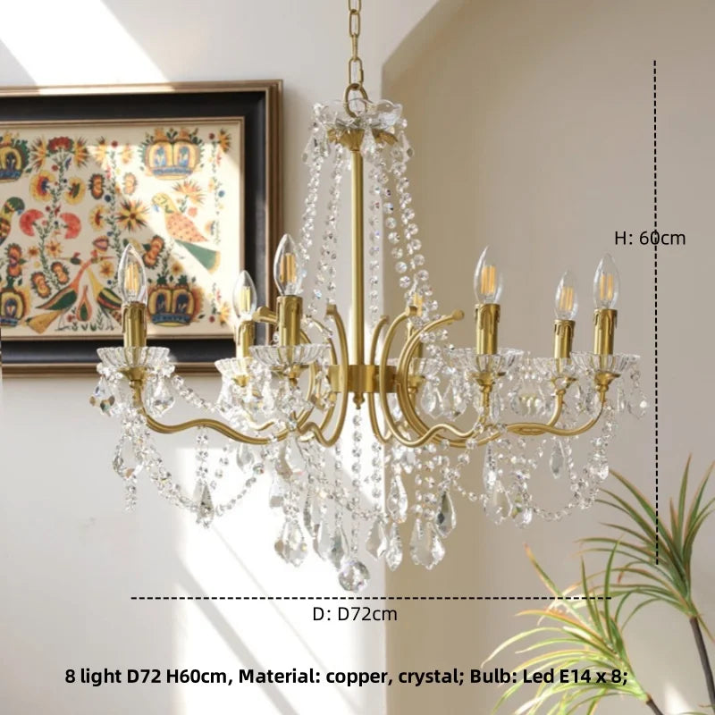 Luxury Copper Crystal Chandelier LED Pendant Lights for Home Decor