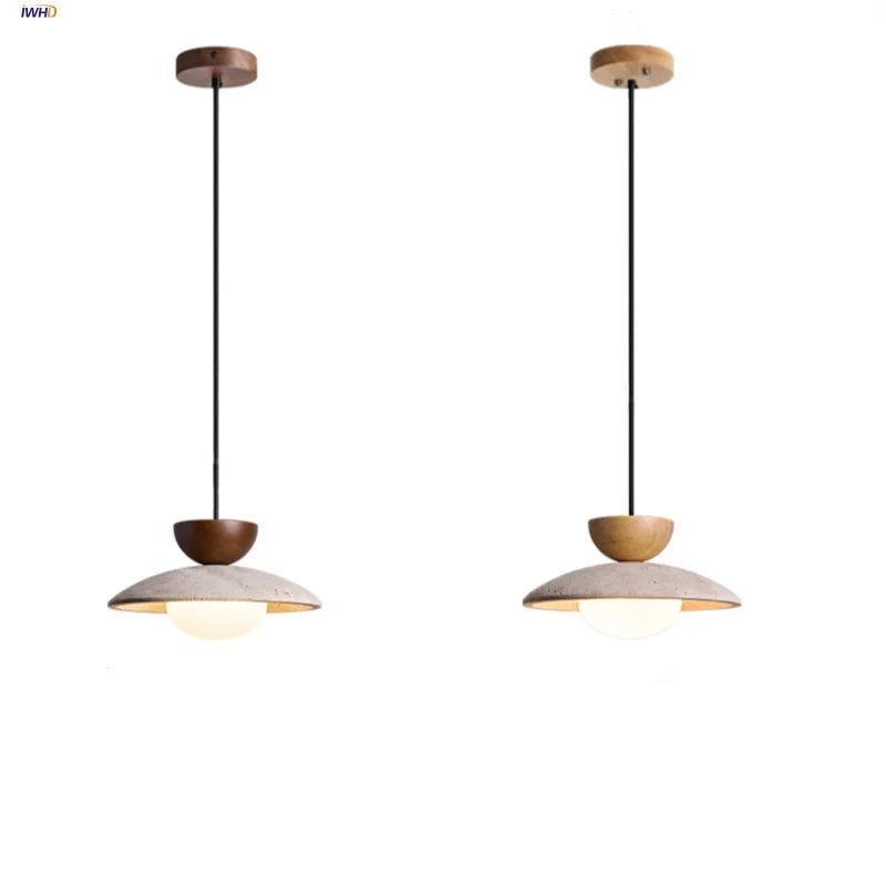 Yellow Travertine LED Pendant Light Glass Hanging Lamp for Modern Home Decor