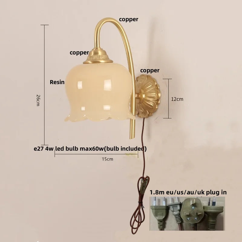 Copper LED Wall Sconce - Modern Nordic Bedroom Light Fixture