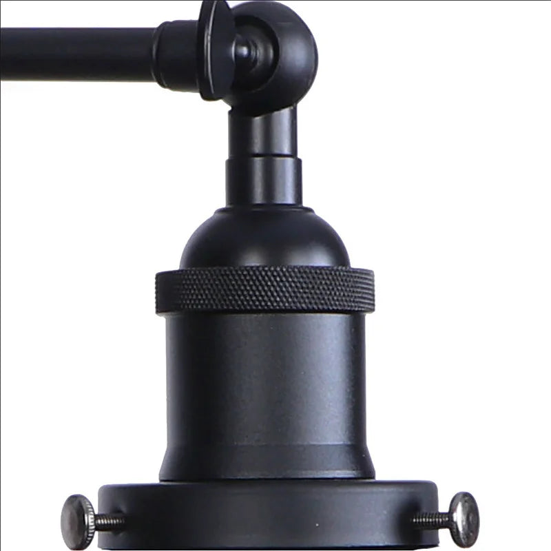 Black LED Wall Lamp Vintage Style Iron Bedside Light Glass Wall Sconce