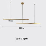 Modern Gold Black Led Pendant Lights, Dimmable, L80cm, Aluminium, Dining Room Hanging Lamp