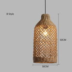 Hand-woven Natural Rattan Chandelier Pendant Light for Living Room Décor