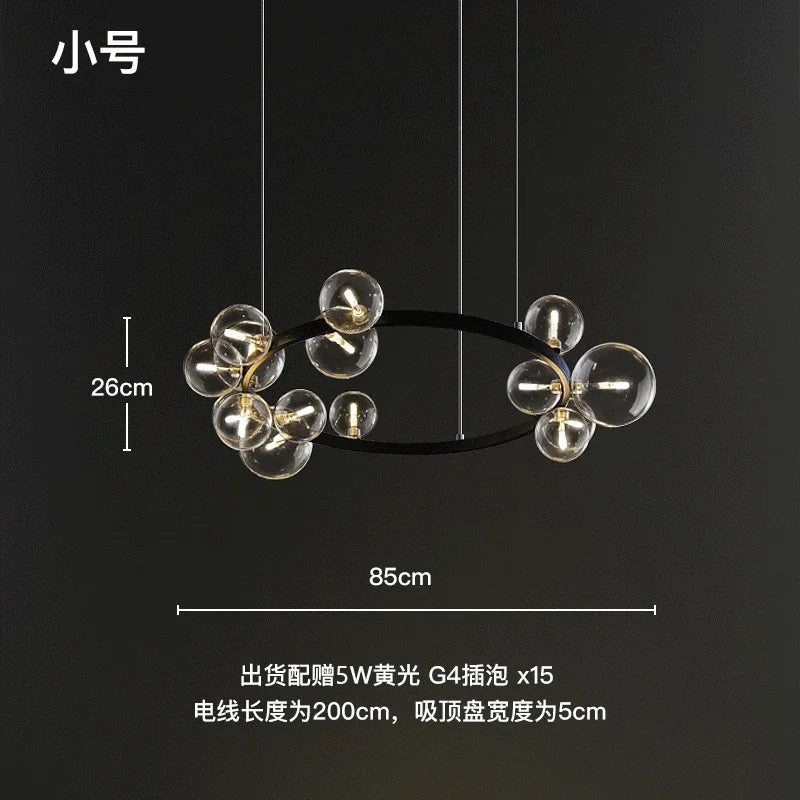 Glass Ball LED Chandelier: Modern Nordic Style for Living, Dining, Kitchen, Study