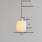 White Glass E27 LED Pendant Light Fixture Modern Adjustable Hanging Lamp