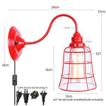 Afralia™ Edison Red LED Wall Lights - Iron Industrial Vintage Bedside Lamp