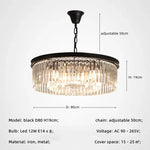 Gold Black Metal Crystal Pendant Lights Chain Hanging LED Suspension Lamp Fixtures