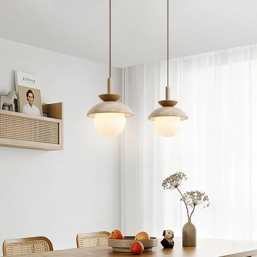 Yellow Travertine Stone LED Pendant Lamp - Nordic Modern Design