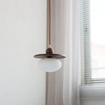 Afralia™ Glass LED Pendant Lamp with Walnut Wood Brass Accent