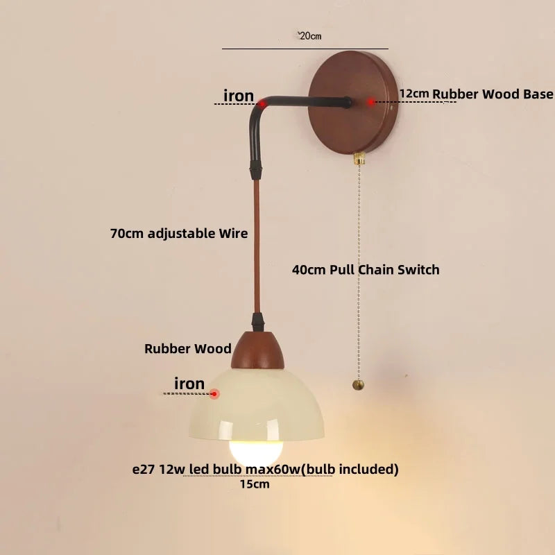 Afralia™ Adjustable LED Wall Light Fixture with Ceramic Wood Base for Dining Room, Study, Bar