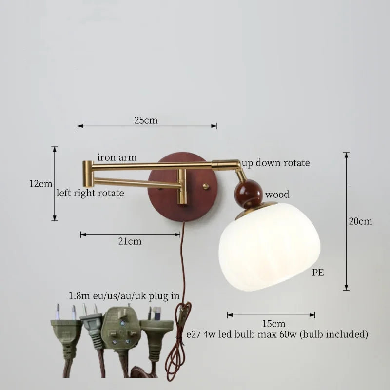 Afralia™ Creamy Iron LED Wall Lamp Bedroom Living Room Bathroom Mirror Stair Light