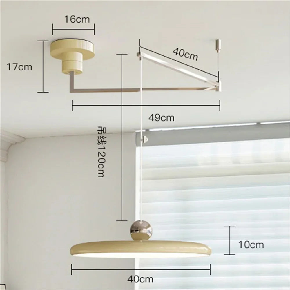 Cream Iron Art Chandelier LED Pendant Light for Bedroom Living Room