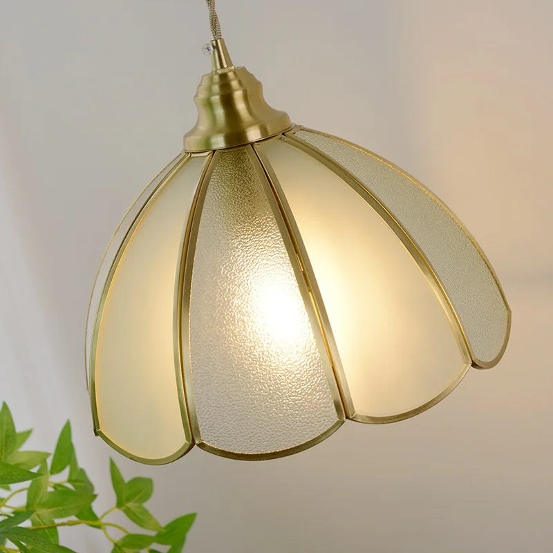 Afralia™ Glass LED Pendant Light Fixture Coffee Kitchen Loft Vintage Copper Hang Lamp