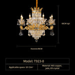 Luxe Crystal Chandelier: Elegant Copper Living Room Dining Candle Light