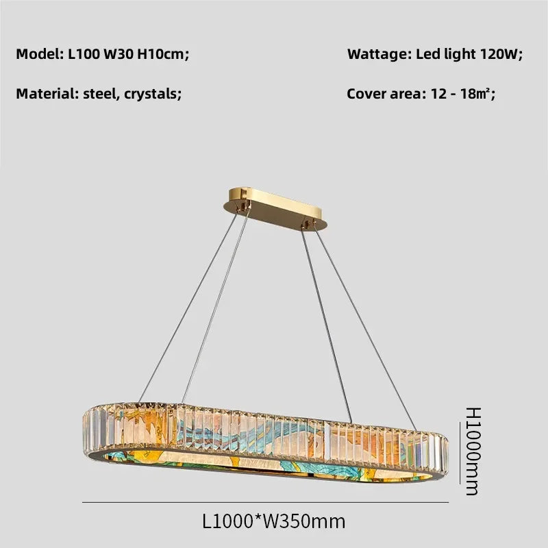 Circle Steel LED Pendant Chandelier, Modern Dimmable Lighting for Living Room Home Decor
