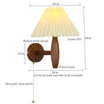 Cream PVC LED Wall Lamps Japanese Walnut Wood Applique Murale