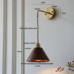 Wood LED Wall Lamp with Copper Socket & Pull Chain Switch - Adjustable Staircase Light