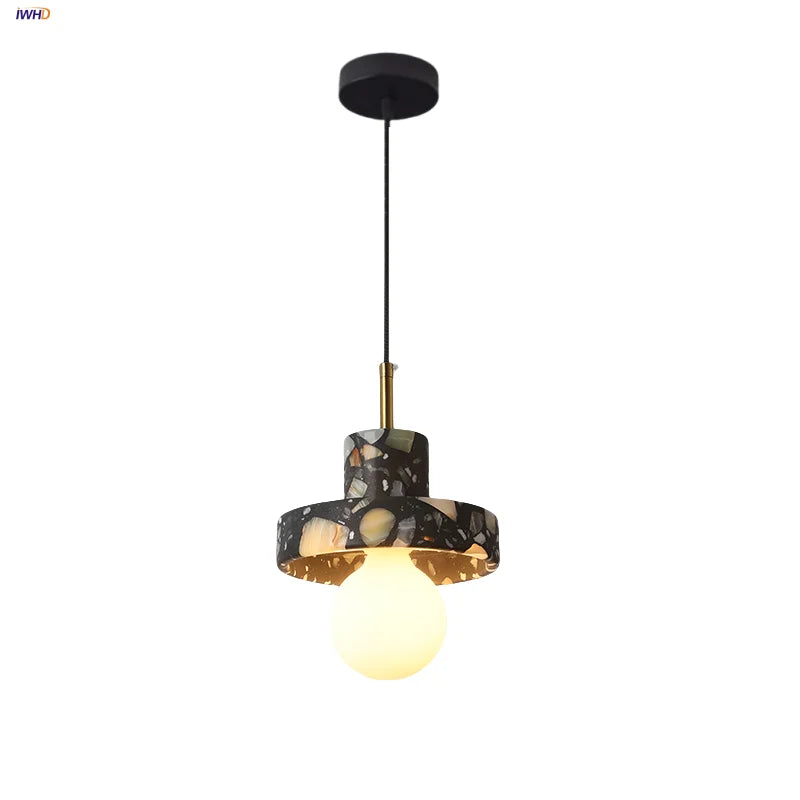 Terrazzo Stone LED Pendant Lights for Modern Home Decor
