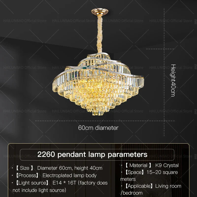 Crystal Chandelier LED Lighting for Luxury Living Room, Bedroom, Dining Room