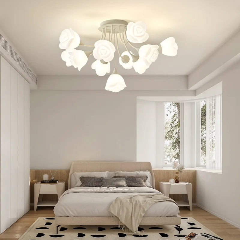 White Flower Ceiling Light: Modern, Chic, Ideal for Living Room, Bedroom, Dining Room
