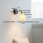 Copper LED Wall Lights Pull Chain Switch Modern Bedside Lamp