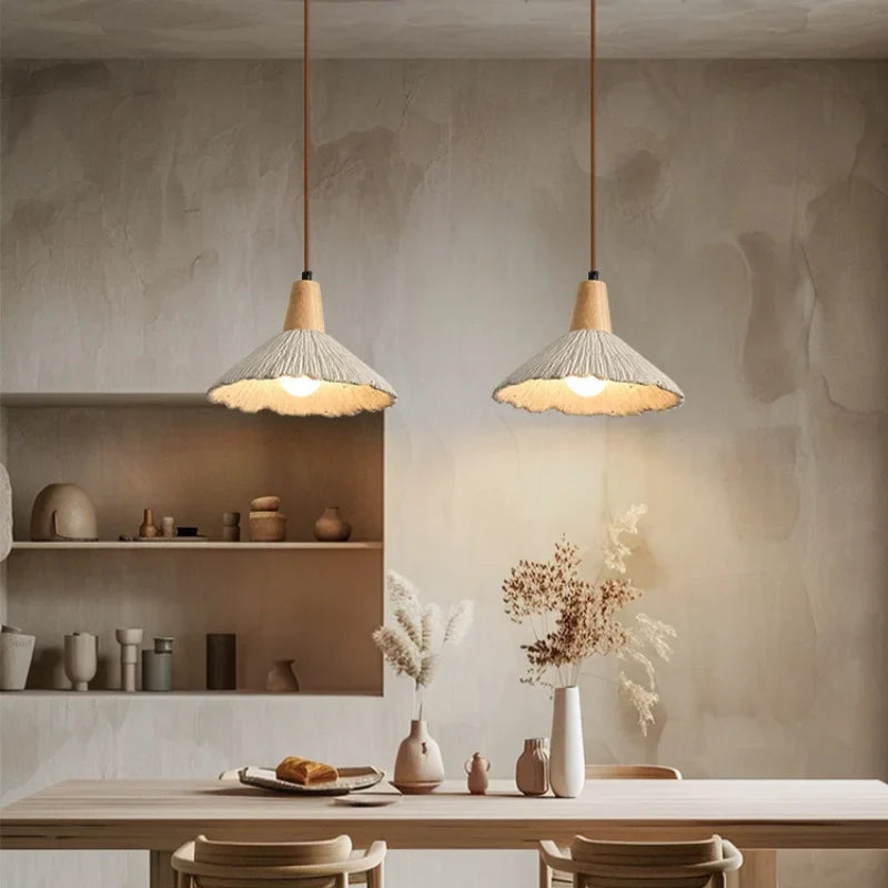 Wood Canopy LED Pendant Lamp: Modern Nordic Style with Adjustable Hanging Lights