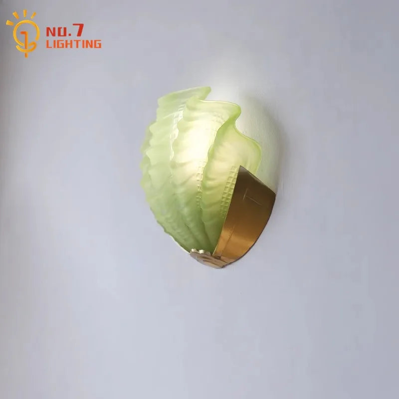 Brass Glass Shell LED Wall Lamp for Luxurious Design Aesthetic