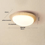 Yellow Travertine Stone LED Ceiling Lamp with Wood Canopy