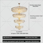 Modern Crystal Chandelier for Duplex Living Room, Lift High Hollow Design