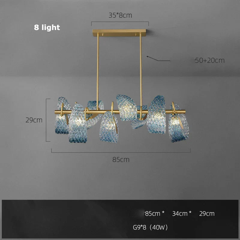 Blue Queen Crystal Glass LED Ceiling Chandelier - Elegant Lighting Fixture for Living Room