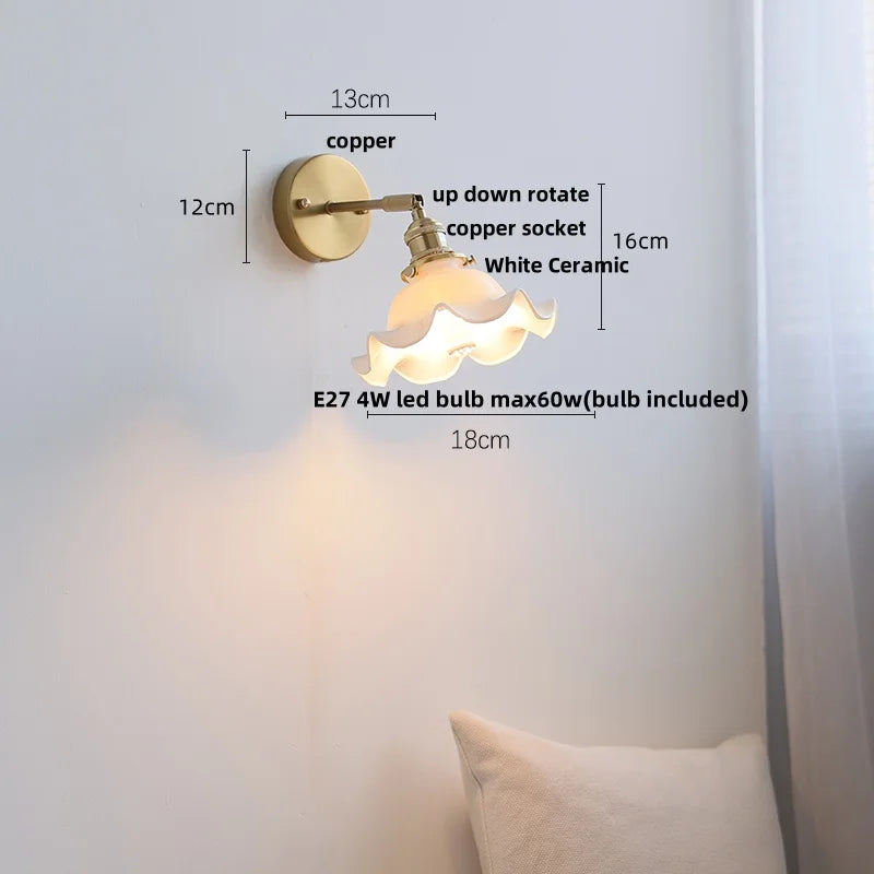 Ceramic LED Wall Lights with Pull Chain Switch for Bathroom Mirror